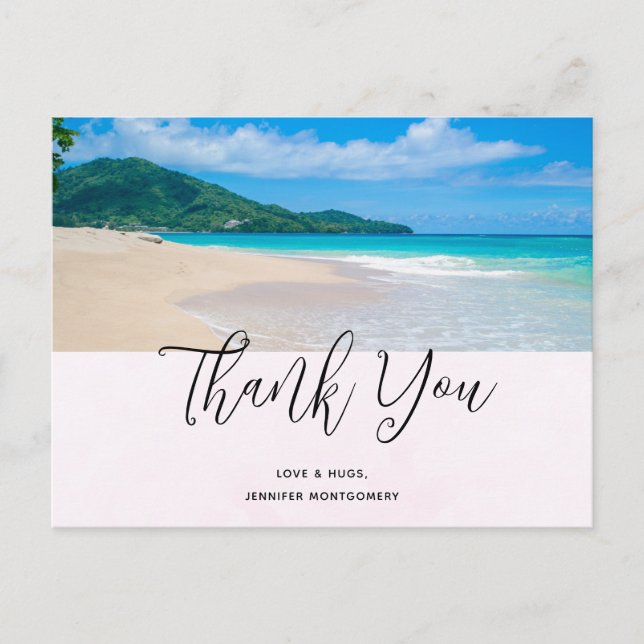 Tropical Destination Scenic Beach Thank You Postcard (Front)