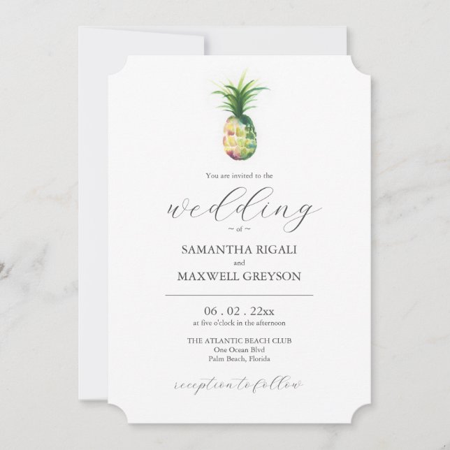 Tropical Destination Unique Wedding Invitation (Front)
