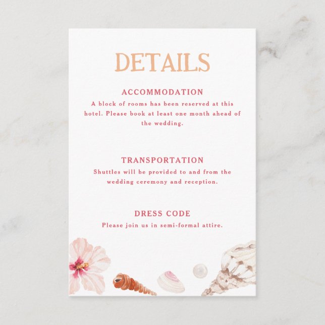 Tropical Destination Wedding Details Enclosure Card (Front)
