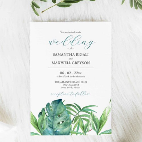 Tropical Destination Wedding Invitations Palm