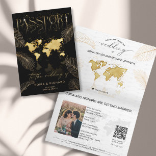 Tropical Destination Wedding  Passport QR Code Invitation