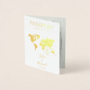 Tropical Destination Wedding Passport World Map Foil Card
