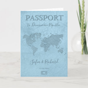 Tropical Destination Wedding Passport World Map Invitation