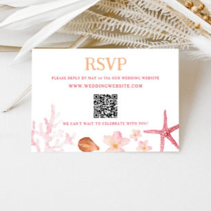 Tropical Destination Wedding QR Code  Enclosure Card