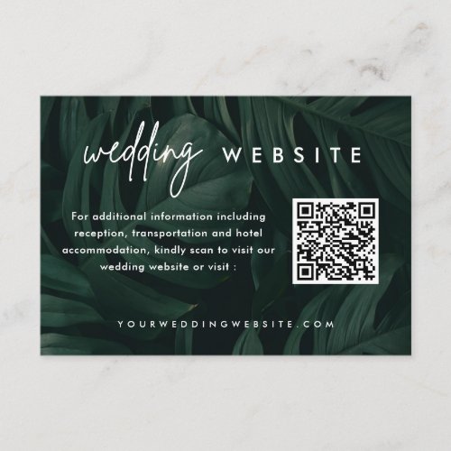 Tropical Destination Wedding QR Code Website Enclosure Card