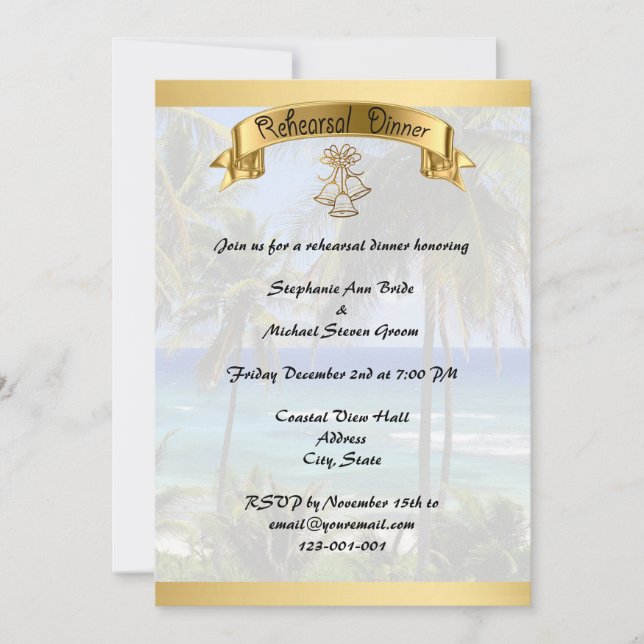 Tropical Destination Wedding Rehearsal Card (Front)
