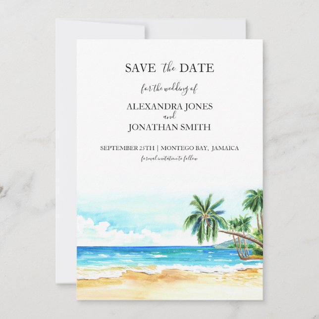 Tropical Destination Wedding Save the Date (Front)