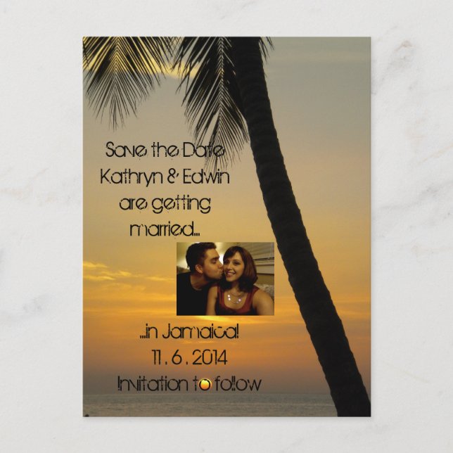 Tropical Destination Wedding Save the Date Announcement Postcard (Front)