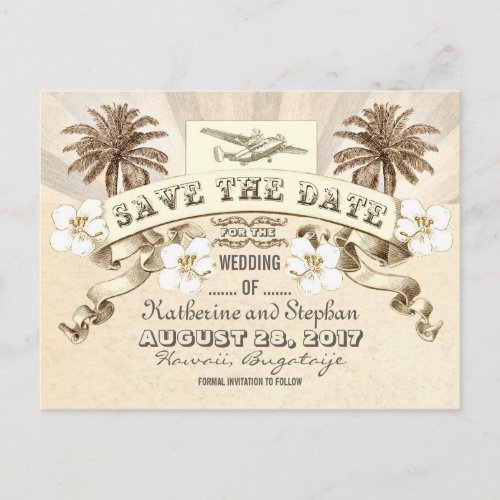 tropical destination wedding save the date announcement postcard