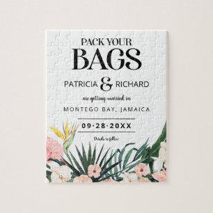 Tropical Destination Wedding Save The Date Jigsaw Puzzle