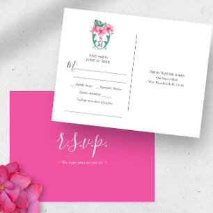 Tropical Destination Wedding Song Request RSVP Postcard