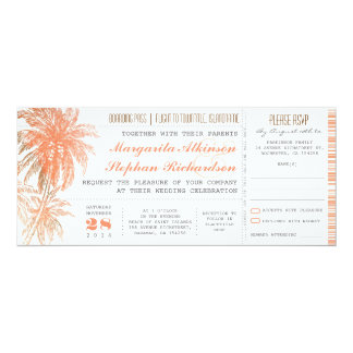 Tropical destination wedding tickets card