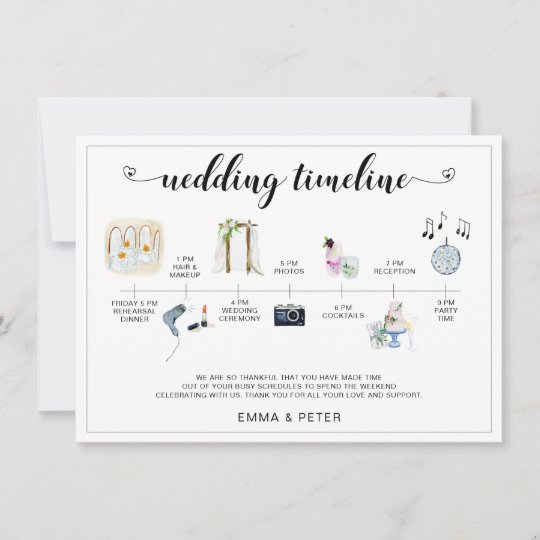 Tropical Destination Wedding Timeline Schedule Zazzle Com