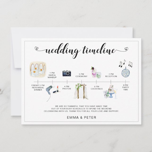 Tropical Destination Wedding Timeline Schedule (Front)