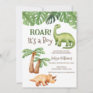 Tropical Dinosaur Baby Shower Invitation