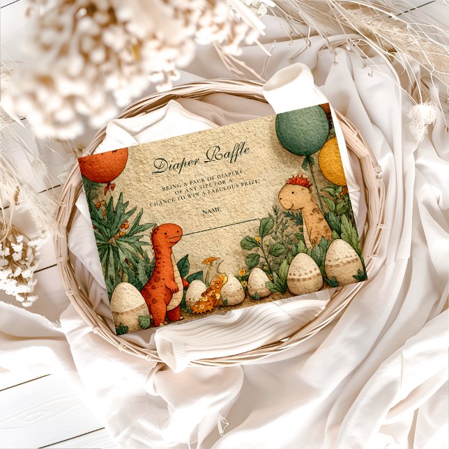 Tropical Dinosaur Theme Baby Shower Diapper Raffle Enclosure Card (Creator Uploaded)