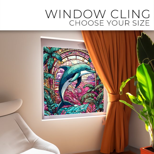 Tropical dolphin Stained glass art Window Cling (Creator Uploaded)