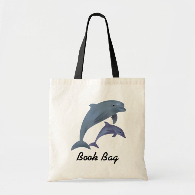 Tropical dolphins jumping book bag (Front)
