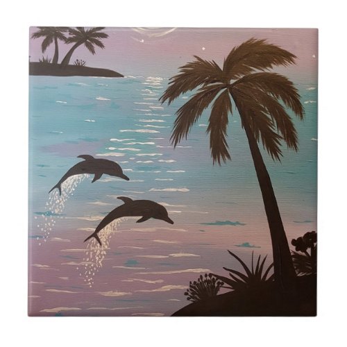 Tropical dolphins tile