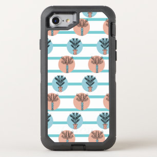 Tropical Doodle Palm Tree In Pots Striped Teal OtterBox Defender iPhone SE/8/7 Case