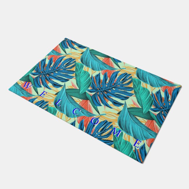 Tropical Doormat Welcome  (Angled)