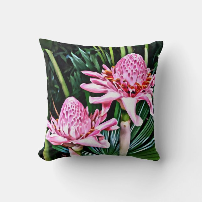 Tropical Double Ginger Flower Cushion (Front)