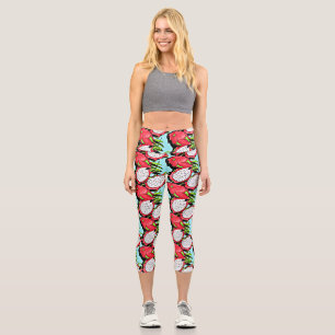 tropical dragon fruit capri leggings