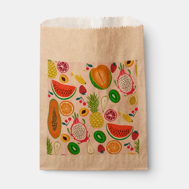 tropical dragon fruit kiwi pomegranate favor bag (Front)