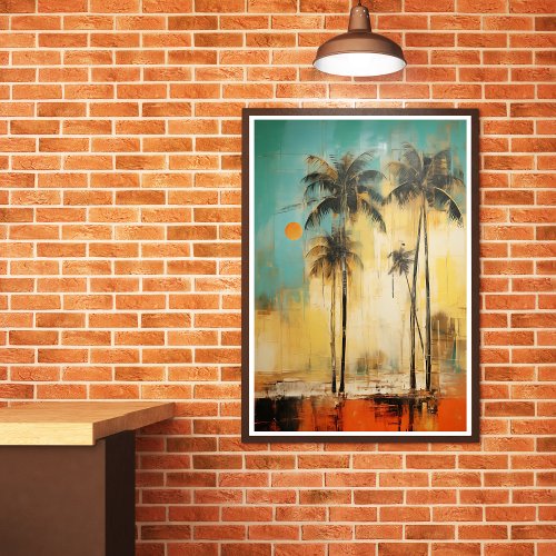 Tropical Dreamscapes AI Palm Tree Abstract Metal Print