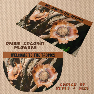 Tropical Dried Coconut Flowers Rustic Welcome Doormat