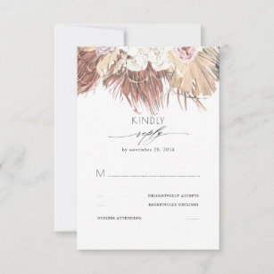 Tropical Dried Palm Leaves and White Orchids RSVP Card
