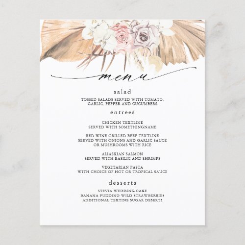 Tropical Dried Palm Leaves Menu Flyer