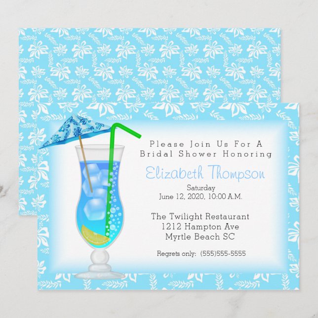 Tropical Drink Bridal Shower Invitation (Front/Back)