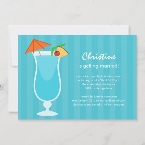 Tropical Drink Bridal Shower or Bachelorette Party Invitation