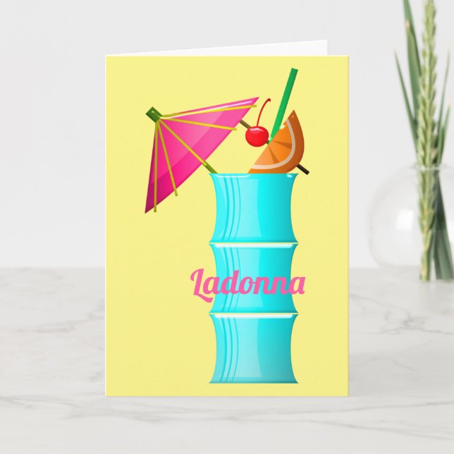 Tropical drink colorful summer Hawaiian cocktail Card (Front)