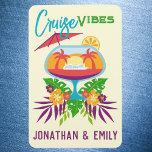 Tropical Drink Cruise Vibes Cruise Door Marker Magnet<br><div class="desc">Tropical Cruise Vibes magnet. Fun tropical drink package cruise door magnet for a couple. Stateroom door marker for cruise vacation. Decorate your cruise ship door with this fun cruise door magnet. Please note: Not all ship's doors are magnetic. We cannot guarantee your door will be magnetic. Please check with your...</div>