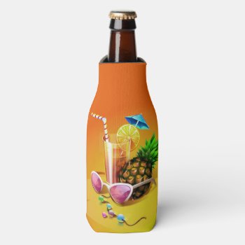 Tropical Drink Custom Name Bottle Cooler by PizzaRiia at Zazzle