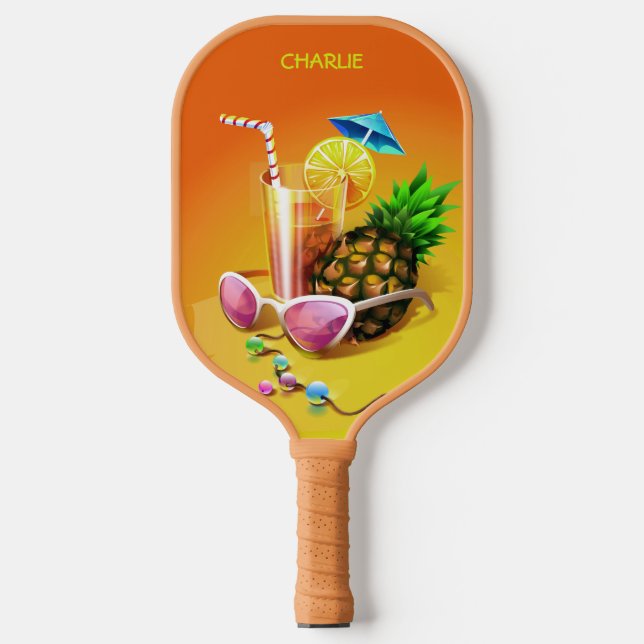 Tropical Drink custom name Pickleball Paddle (Front)