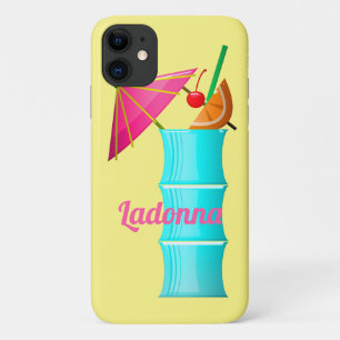 Tropical drink Hawaiian cocktail blue yellow pink iPhone 11 Case