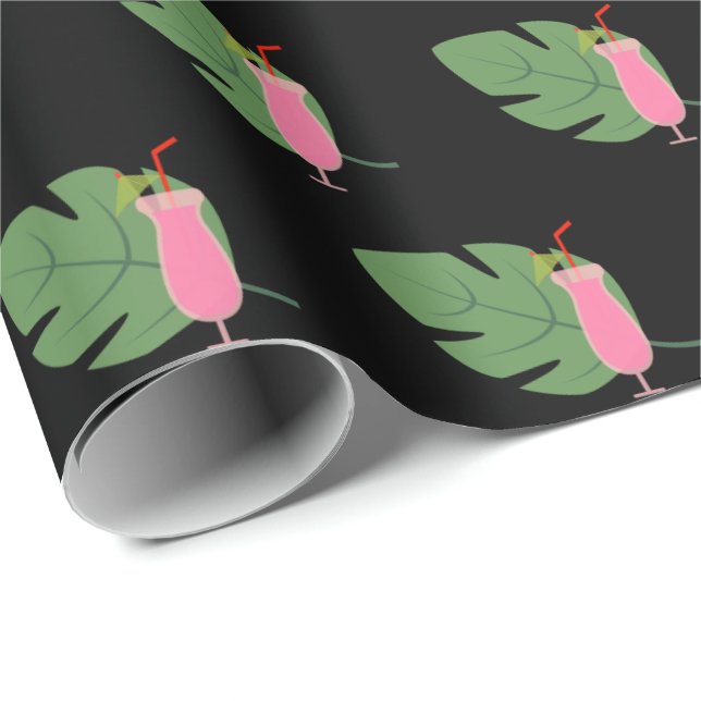 tropical drink on palm leaf wrapping paper (Roll Corner)