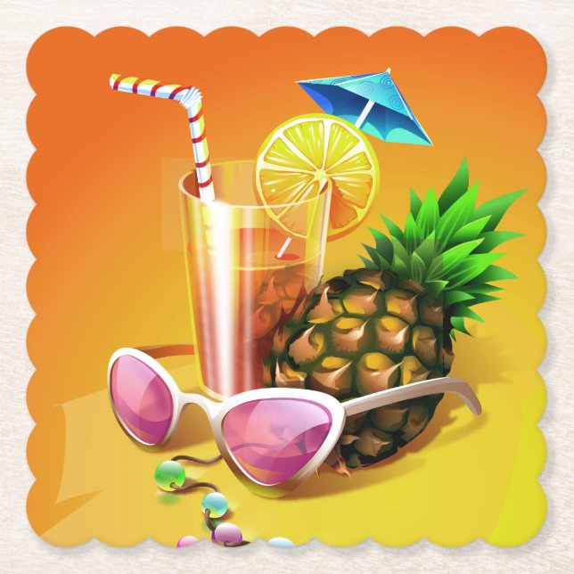 Tropical Drink paper coasters (Front)