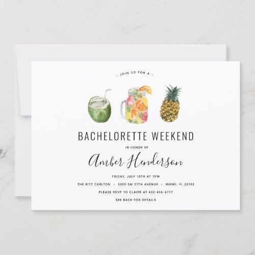 Tropical Drinks Bachelorette Itinerary Invitation