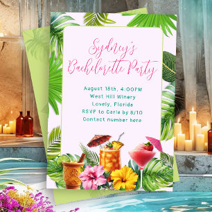Tropical Drinks Bachelorette Party Invitation