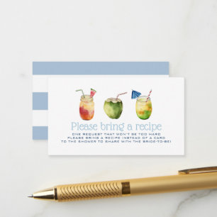Tropical Drinks Bridal Shower Recipe Request Enclosure Card