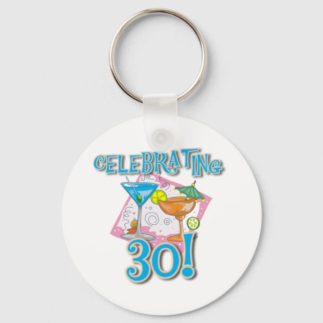 Tropical Drinks Celebrating 30 Keychain (Front)
