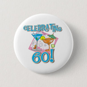 Tropical Drinks Celebrating 60 Pinback Button