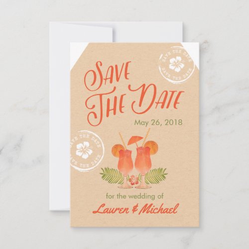 Tropical Drinks Destination Wedding Save the Date
