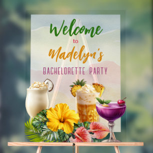 Tropical Drinks Hawaiian Bachelorette Welcome Sign