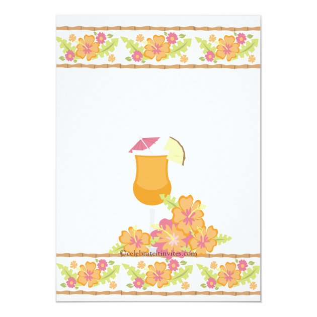 Tropical Drinks Hibiscus Flowers Bridal Shower Invitation