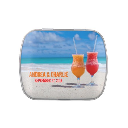 Tropical Drinks On The Beach Wedding Favor Tins